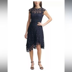 Eliza J Lace Asymmetrical-Hem Dress